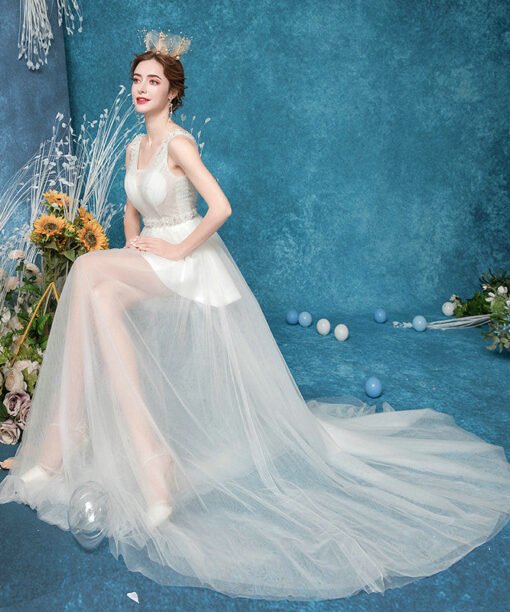 translucent wedding dress 1076-005
