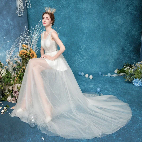 translucent wedding dress 1076-005