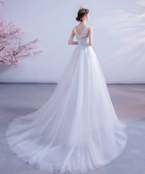 v neck a line wedding dress 1072-001