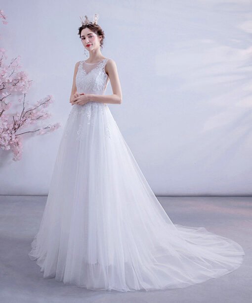 v neck a line wedding dress 1072-002