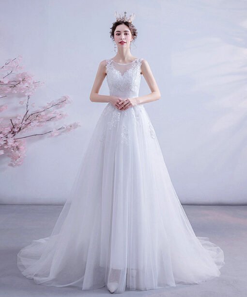 v neck a line wedding dress 1072-005