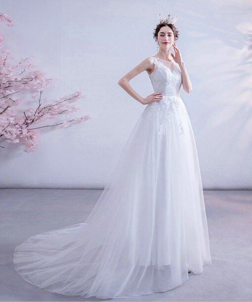 v neck a line wedding dress 1072-006