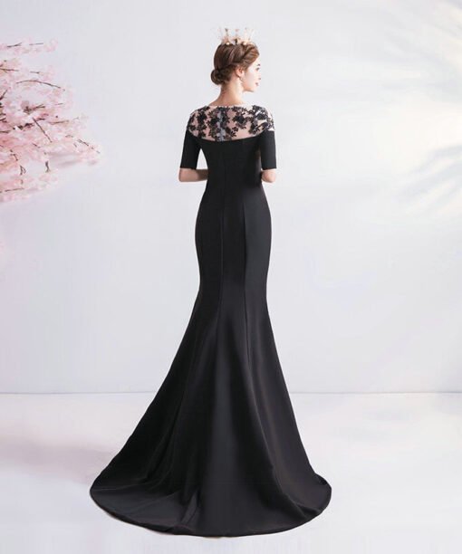 black mermaid prom dress 1120-001