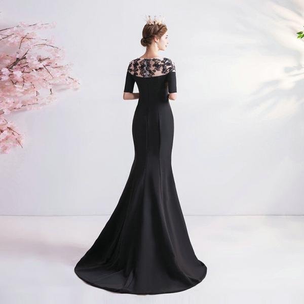 black mermaid prom dress 1120-001
