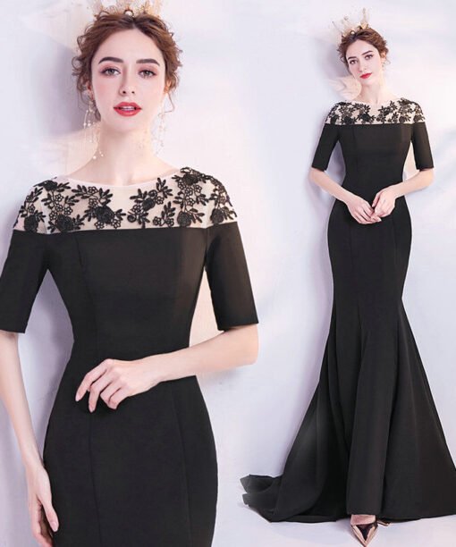 black mermaid prom dress 1120-002