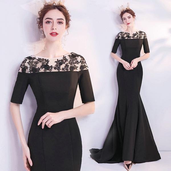black mermaid prom dress 1120-002
