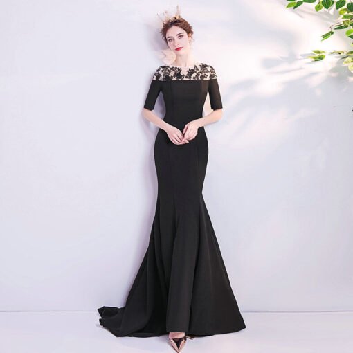 black mermaid prom dress 1120-003