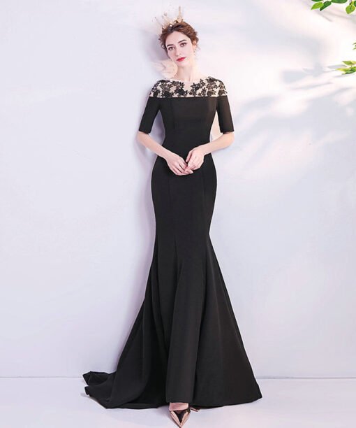 black mermaid prom dress 1120-003