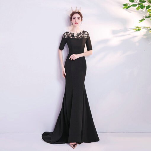 black mermaid prom dress 1120-003