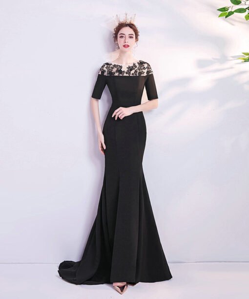 black mermaid prom dress 1120-003
