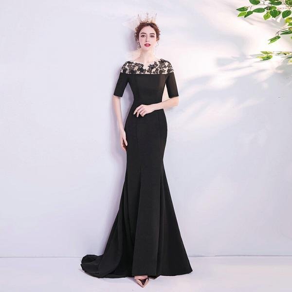 black mermaid prom dress 1120-003