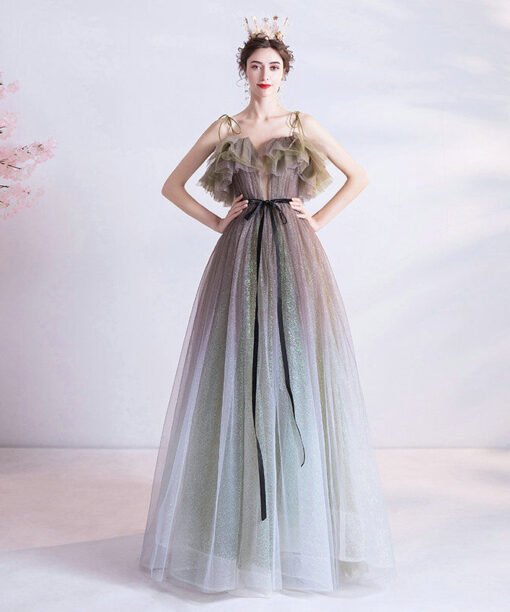 blue grey prom dress 1118-009