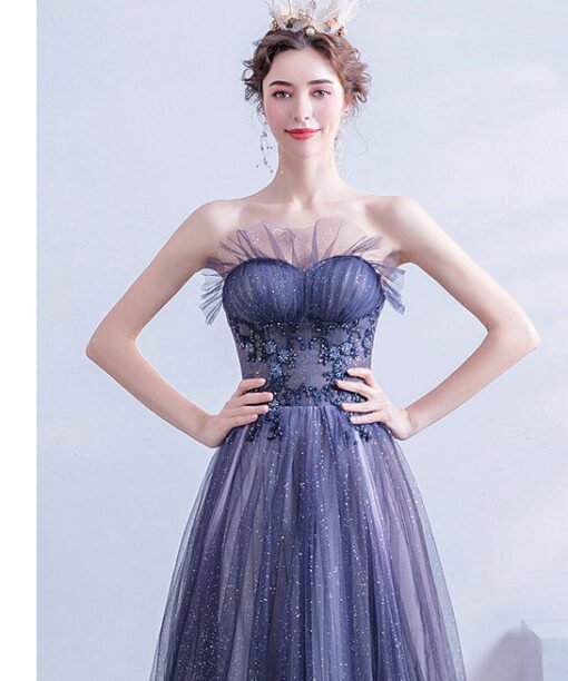 blue sparkle prom dress 1123-006
