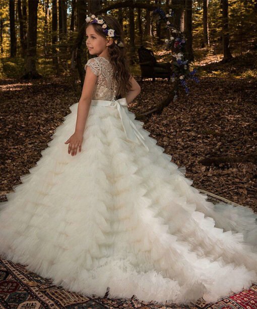 Alternative view of Flower Girl Dress With Train Princess Ball Gown Kids Wedding Dress