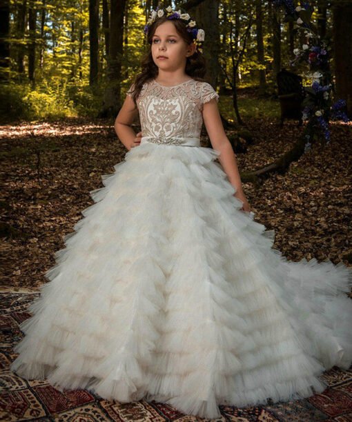 flower girl dress with train 1107-003