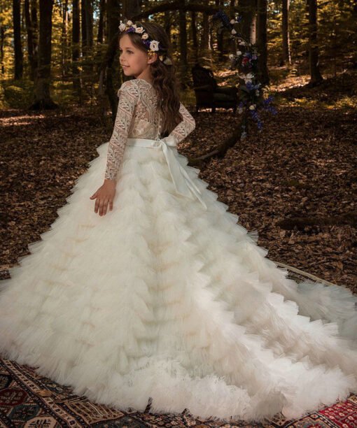 flower girl dress with train 1107-004