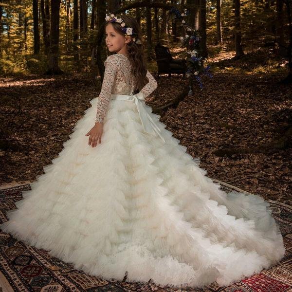 flower girl dress with train 1107-004