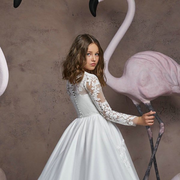 Flower Girl Dresses Sale White Long Sleeve A Line Children Party Dress - Image 3