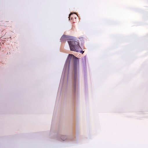 off shoulder formal dress 1117-002
