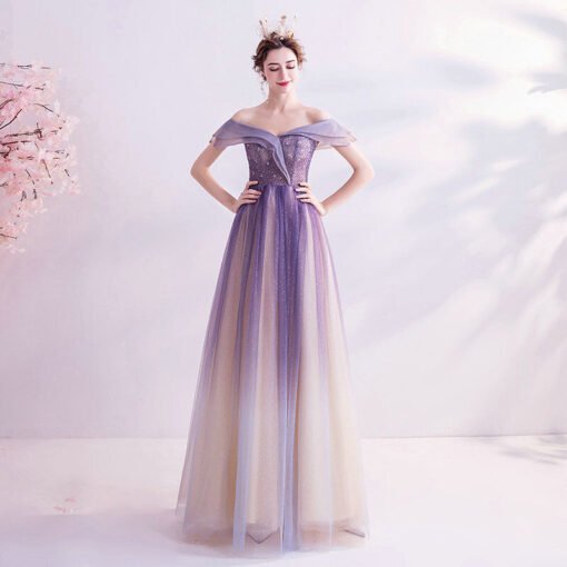 off shoulder formal dress 1117-008