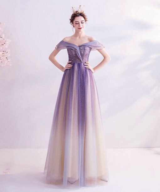 off shoulder formal dress 1117-008