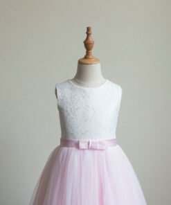 pink and white flower girl dresses 1098-002