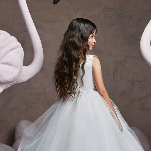 Wedding Party Dresses For Girl White Ball Gown Sleeveless - Image 3