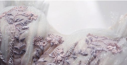 White And Purple Prom Dress V Neck A Line Low Back Formal Dress - Image 6