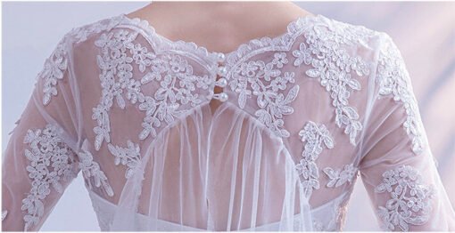 White Lace Wedding Dress A Line Removable Cape Bridal Dress - Image 7