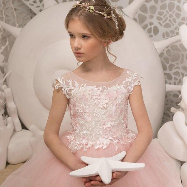 Pageant Dresses For Girls Lace White And Pink Flower Girl Dress - Image 3