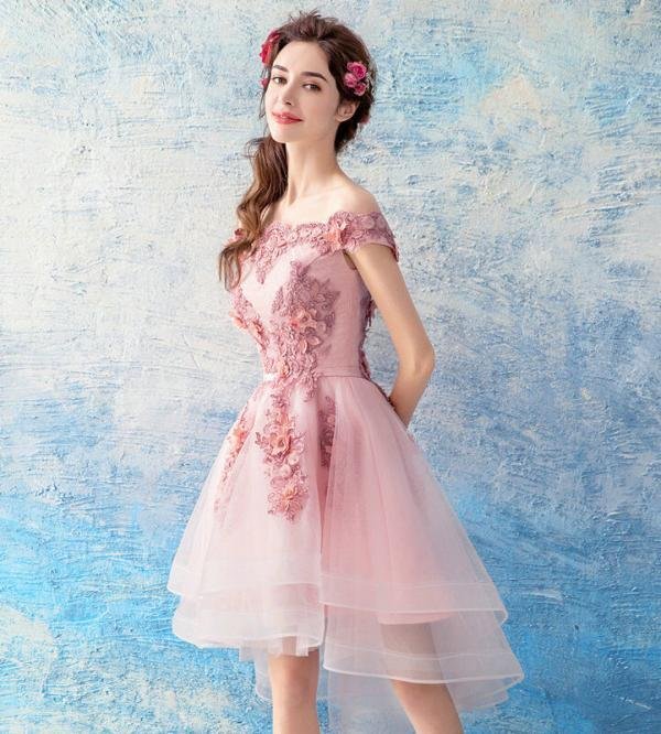 pink short prom dress 1124-009