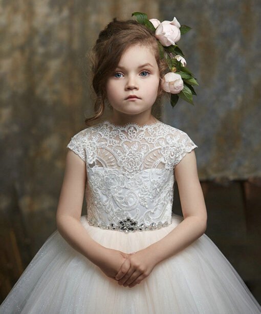 white lace flower girl dress 1134001