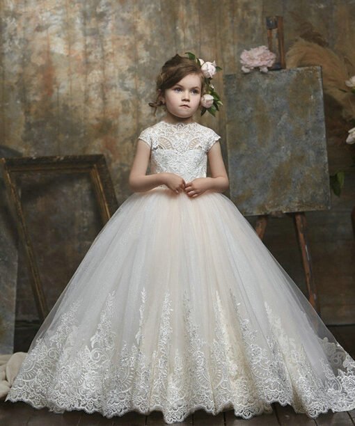 white lace flower girl dress 1134003