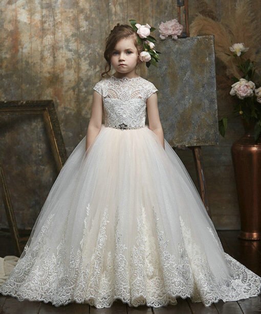 white lace flower girl dress 1134004