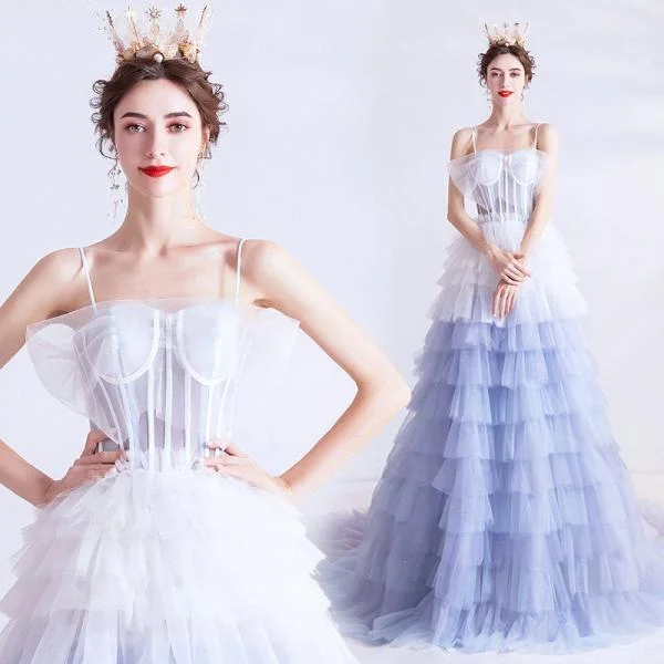 Layered Prom Dress Blue And White Quinceanera Dress Wholesale - Image 4