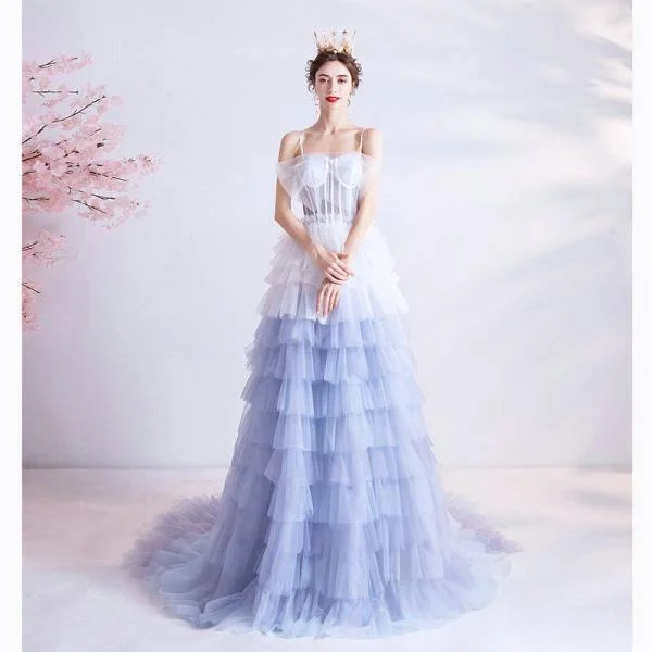 Layered Prom Dress Blue And White Quinceanera Dress Wholesale - Image 3