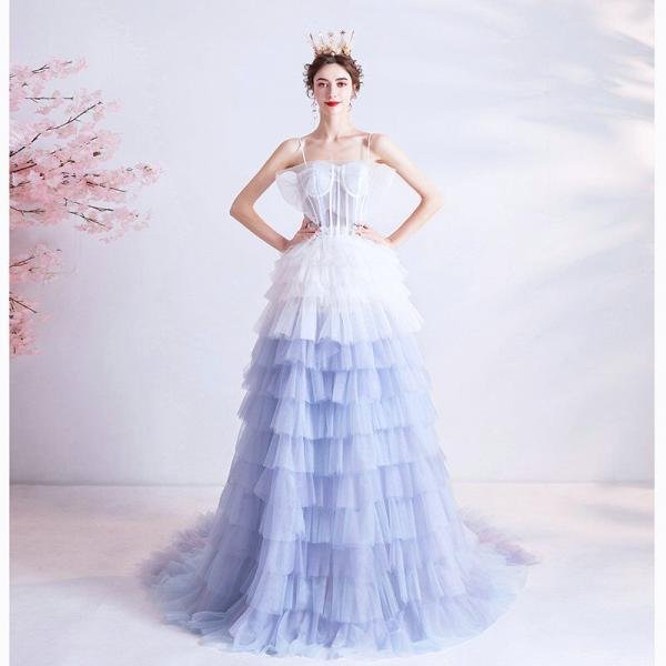 Layered Prom Dress Blue And White Quinceanera Dress Wholesale - Image 5