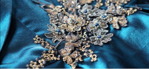 Dark Blue Prom Dresses Off The Shoulder A Lone Long With Pocket - Image 8