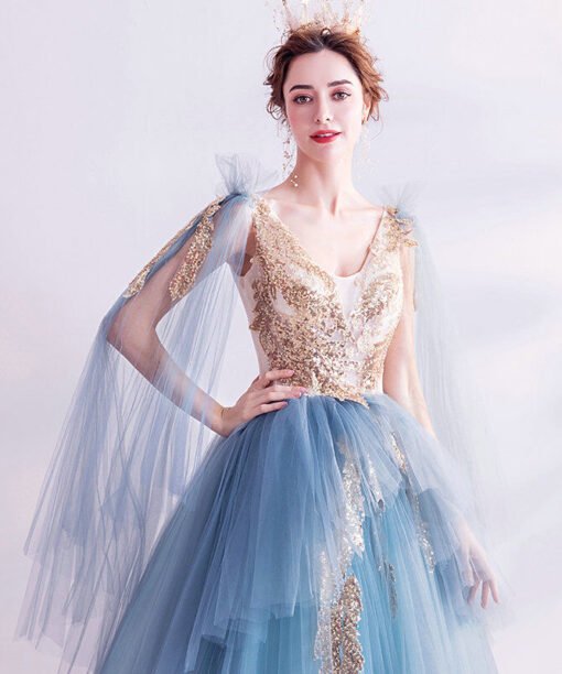 gold and blue prom dress 1153-005