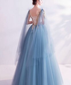 Alternative view of Gold And Blue Prom Dress Ball Gown Quinceanera Dress Sale