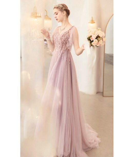 pink prom dress plus size 1155-005