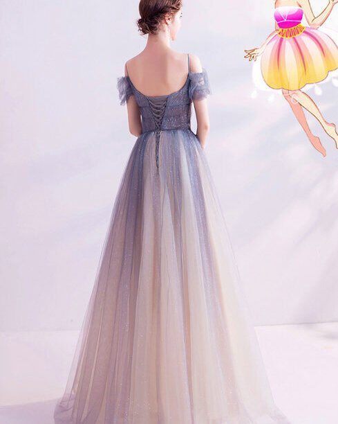 Alternative view of Princess Prom Dress Sweet Heart A Line Blue Bridesmaid Dress