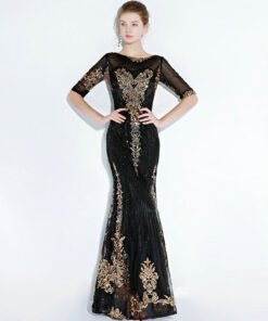 black and gold mermaid dress 1179-005
