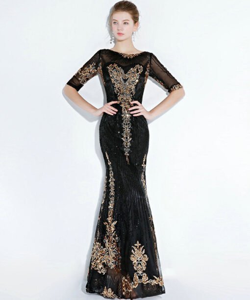 black and gold mermaid dress 1179-005