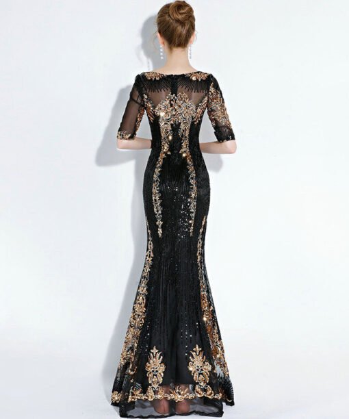 black and gold mermaid dress 1179-006