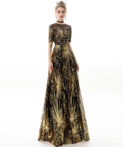 black and gold prom dress 1175-001