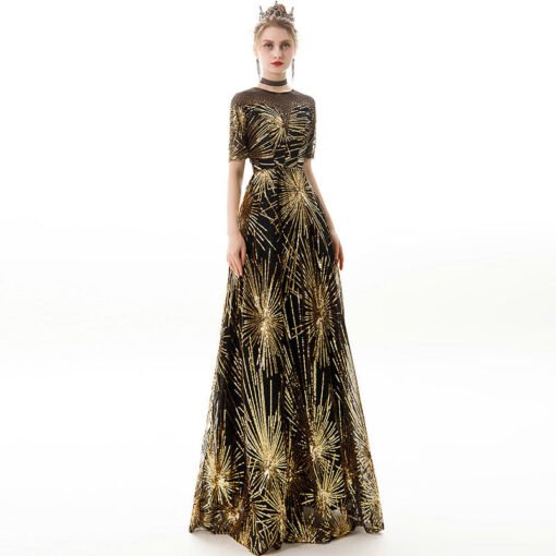 black and gold prom dress 1175-001