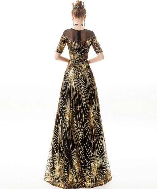 black and gold prom dress 1175-003