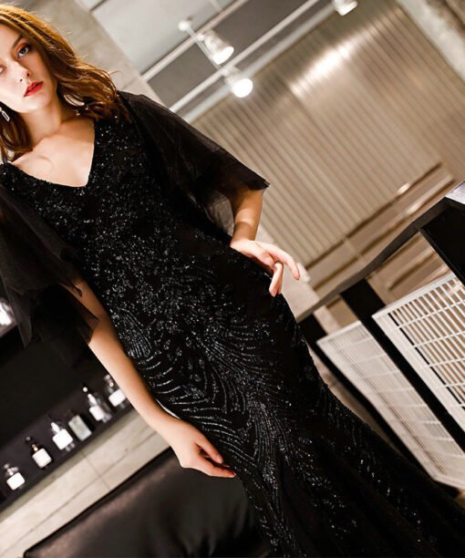 black mermaid formal dress 1177-003