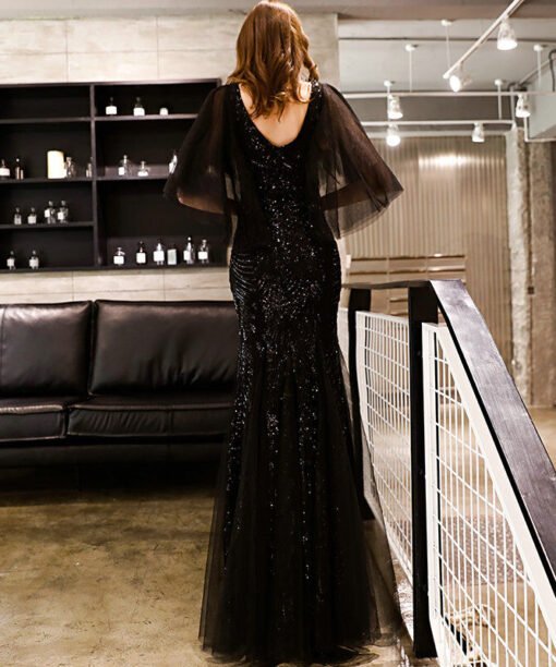 black mermaid formal dress 1177-004